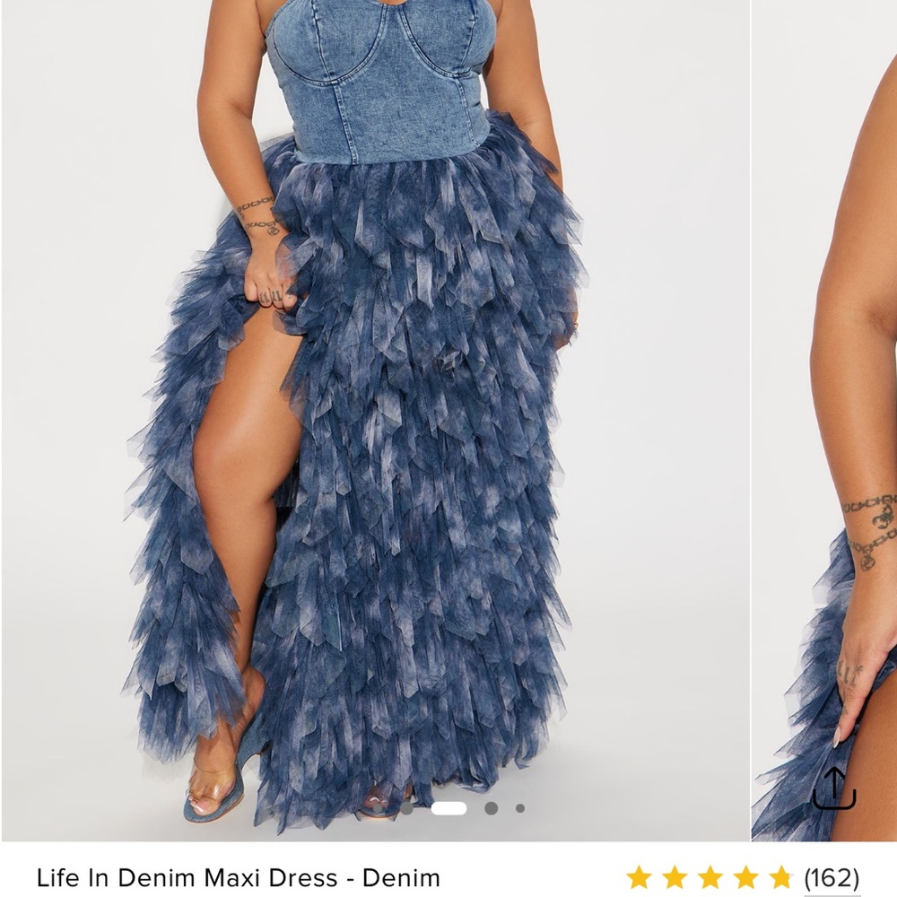 Fashion Nova Blue Denim Maxi Dress